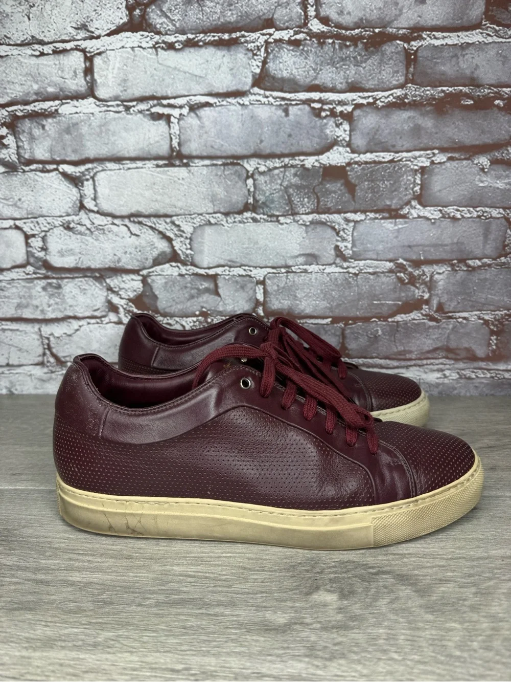 Paul Smith Basso Bordo Burgundy Embossed Leather Low Top Sneakers men sz 41EU/8M
